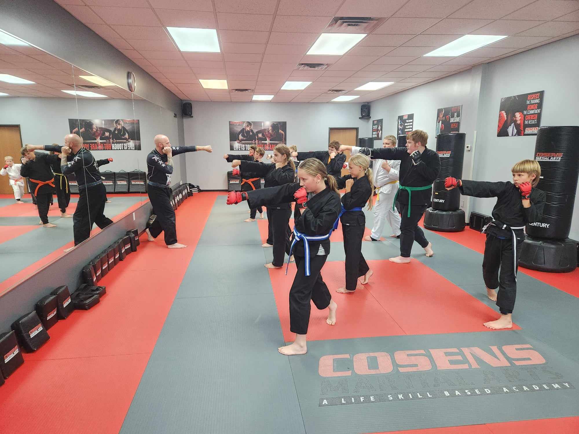 Young martial arts student focused at Cosens Martial Arts in Fenton