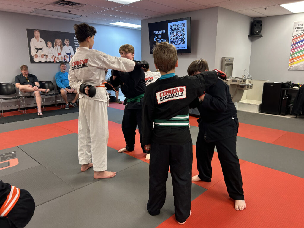 Fenton martial arts student using breathing exercises to calm down