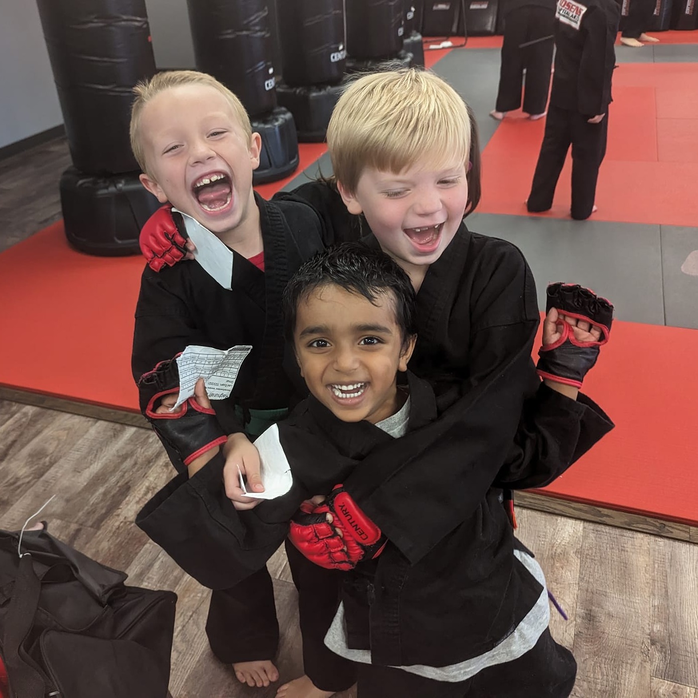 Happy children enjoying martial arts
